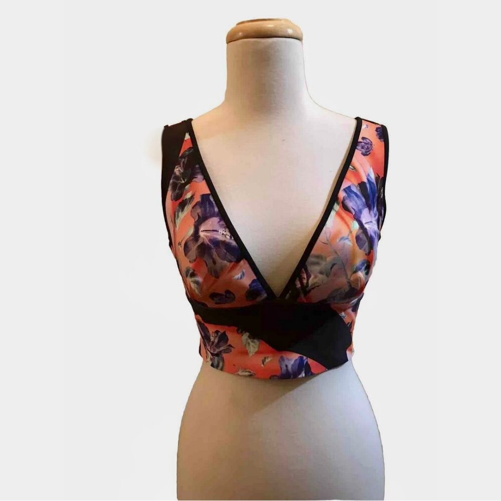 Clover Canyon Floral V Neck Crop Top